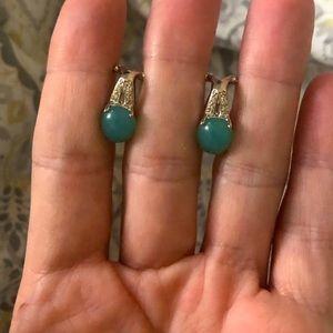 14K Peruvian Opal omega back earrings